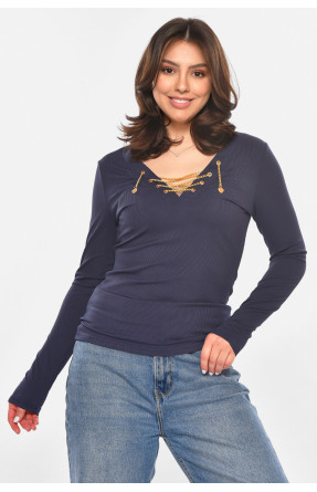 Кофта женская однотонная тёмно-синего цвета 213812C