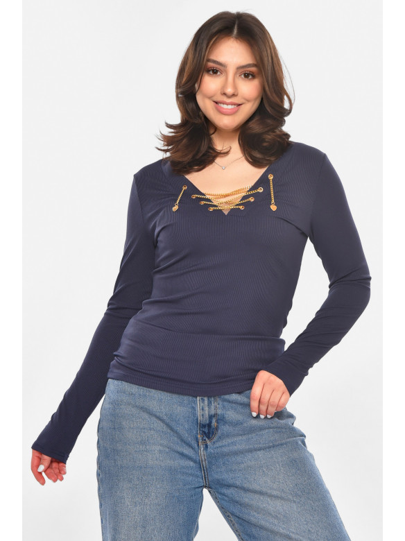 Кофта женская однотонная тёмно-синего цвета 213812C