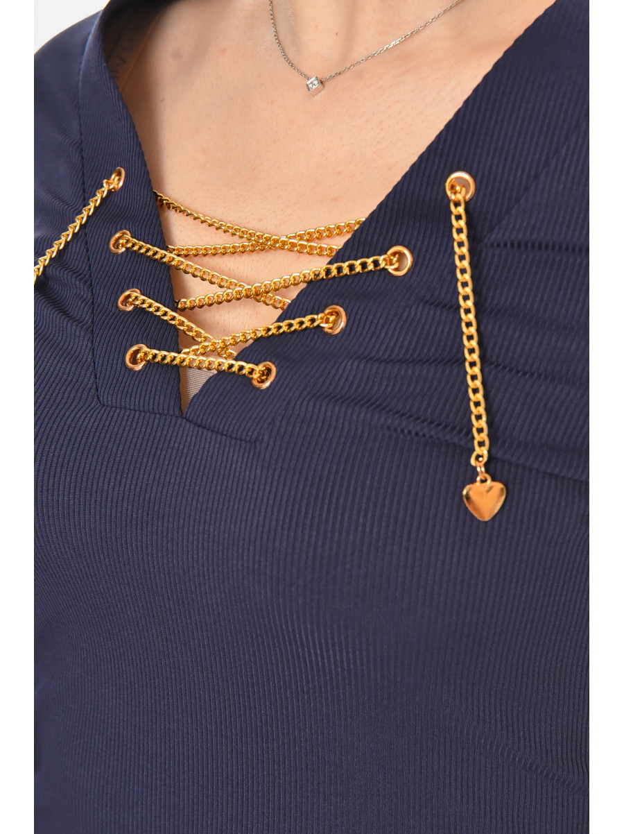 Кофта женская однотонная тёмно-синего цвета 213812C