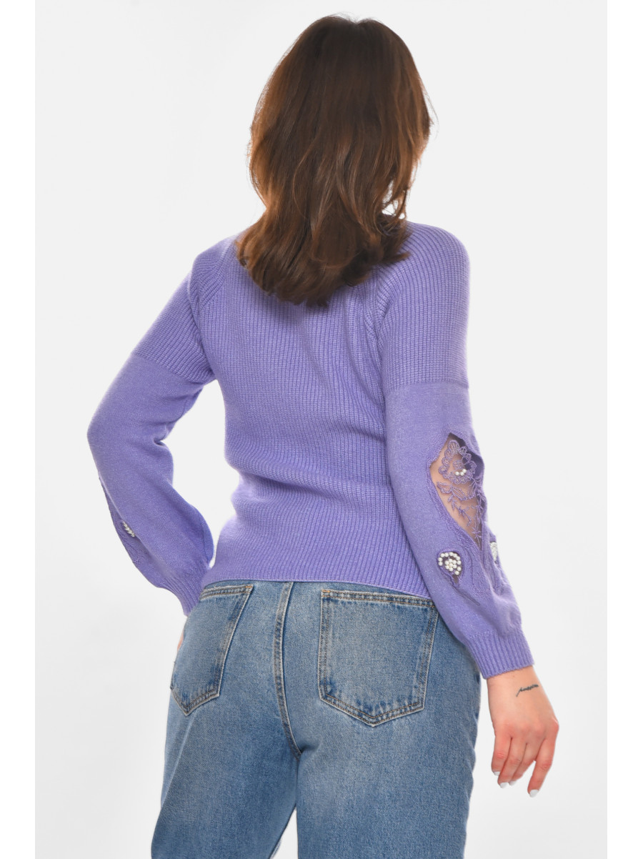 Кофта женская однотонная сиреневого цвета 213813C