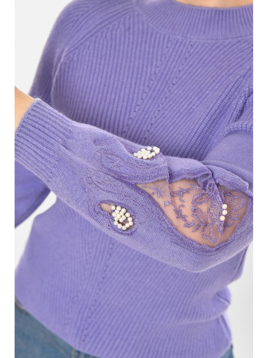 Кофта женская однотонная сиреневого цвета 213813C