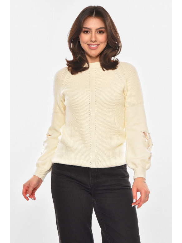 Кофта женская однотонная молочного цвета 213814C