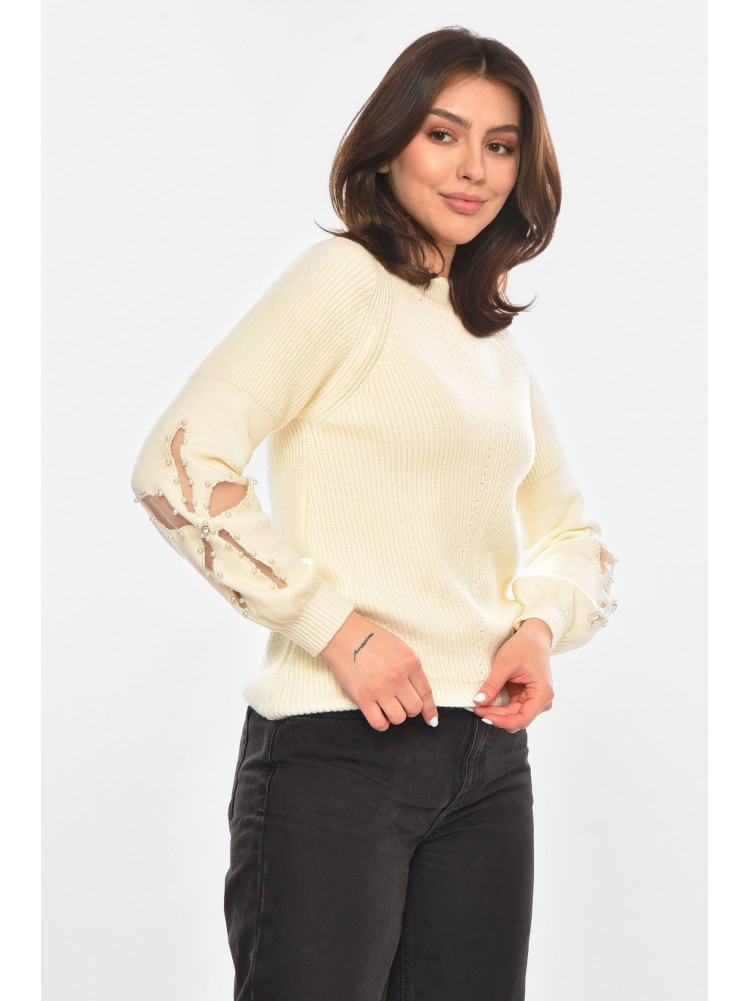 Кофта женская однотонная молочного цвета 213814C