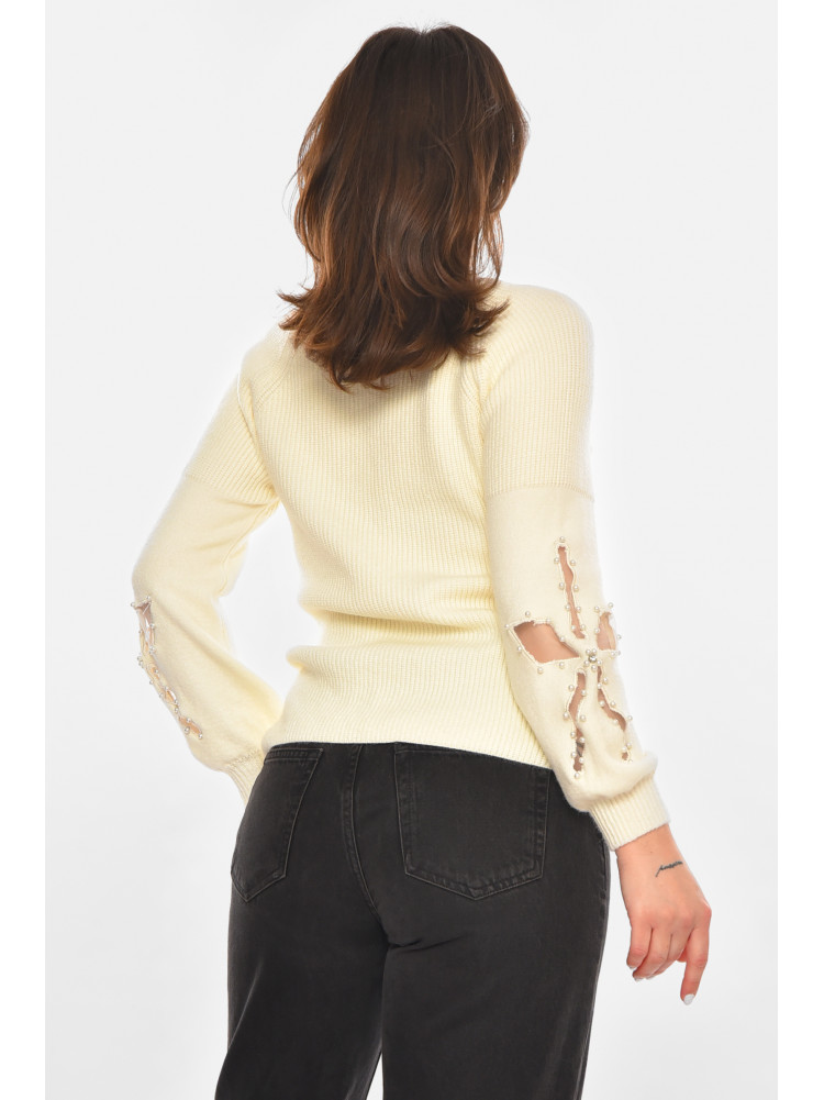 Кофта женская однотонная молочного цвета 213814C