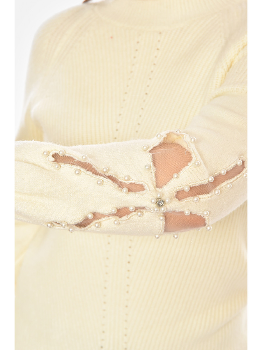 Кофта женская однотонная молочного цвета 213814C