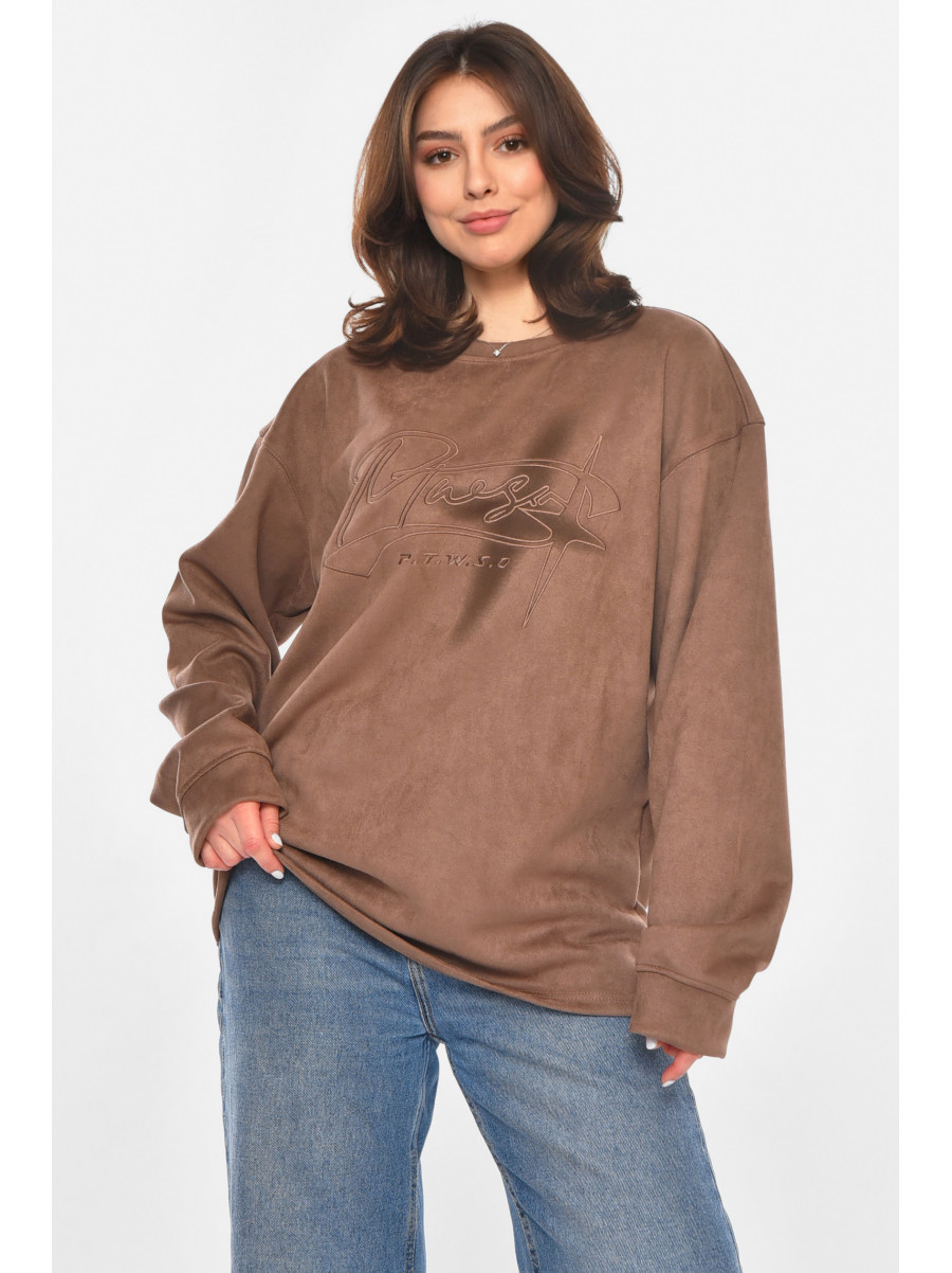 Кофта женская коричневого цвета с принтом 213815C