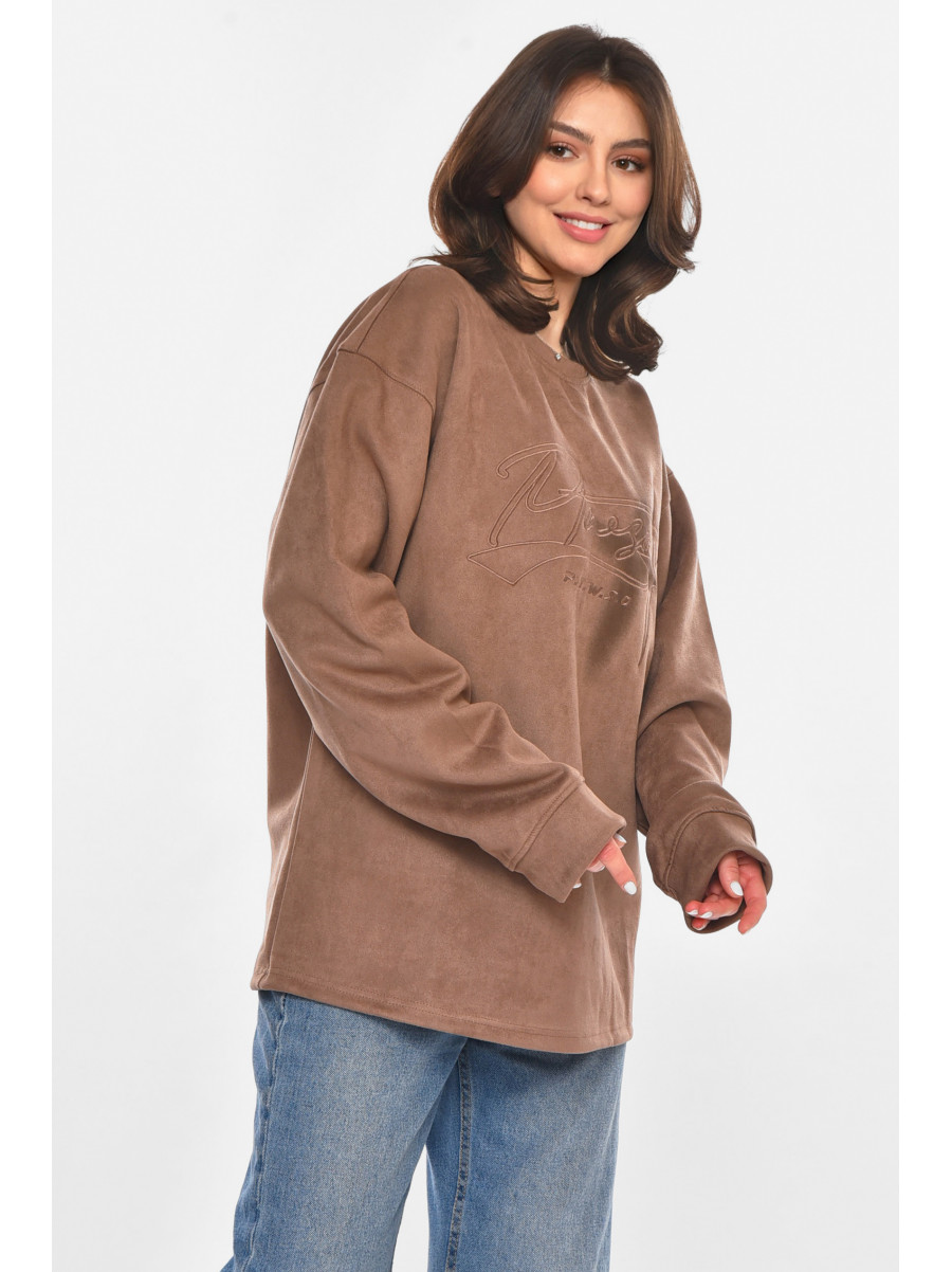 Кофта женская коричневого цвета с принтом 213815C