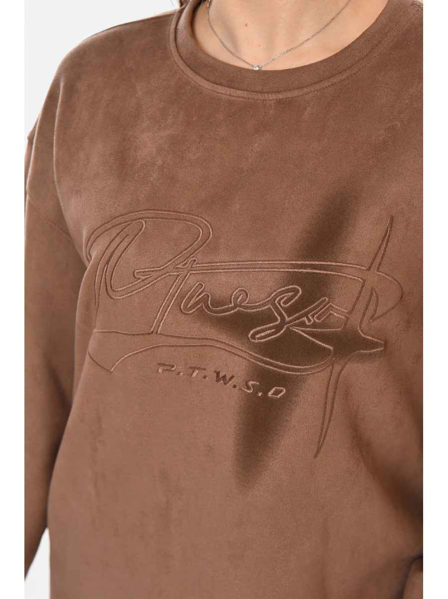 Кофта женская коричневого цвета с принтом 213815C