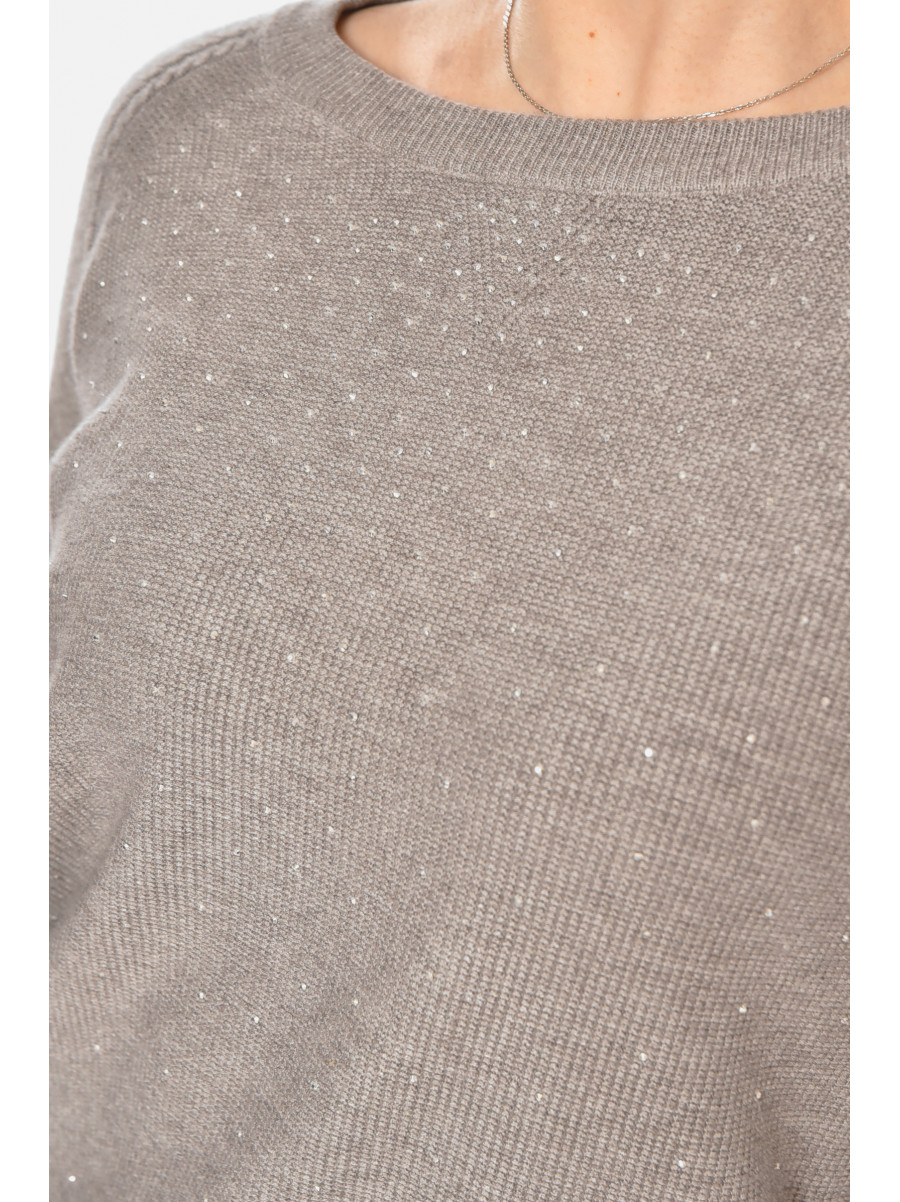 Кофта женская серого цвета со стразами 213818C
