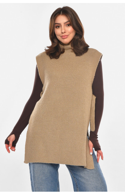 Кардиган женский однотонный цвета мокко на завязках 213821C