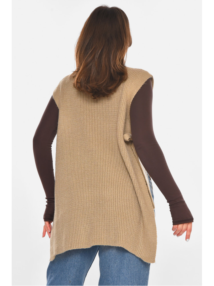 Кардиган женский однотонный цвета мокко на завязках 213821C