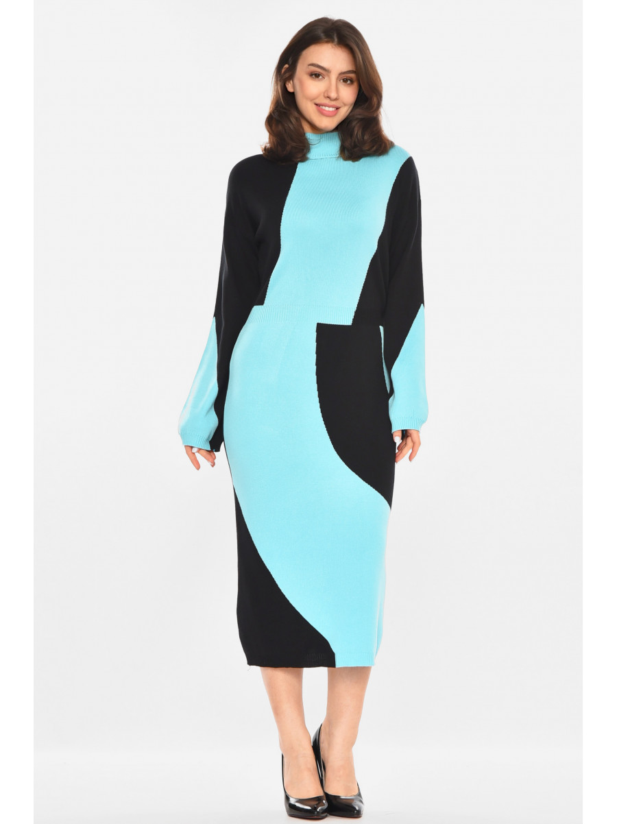 Сукня жіноча трикотажна чорного кольору з принтом 213828C