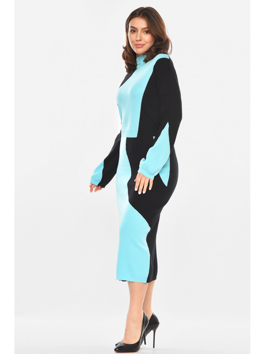 Сукня жіноча трикотажна чорного кольору з принтом 213828C