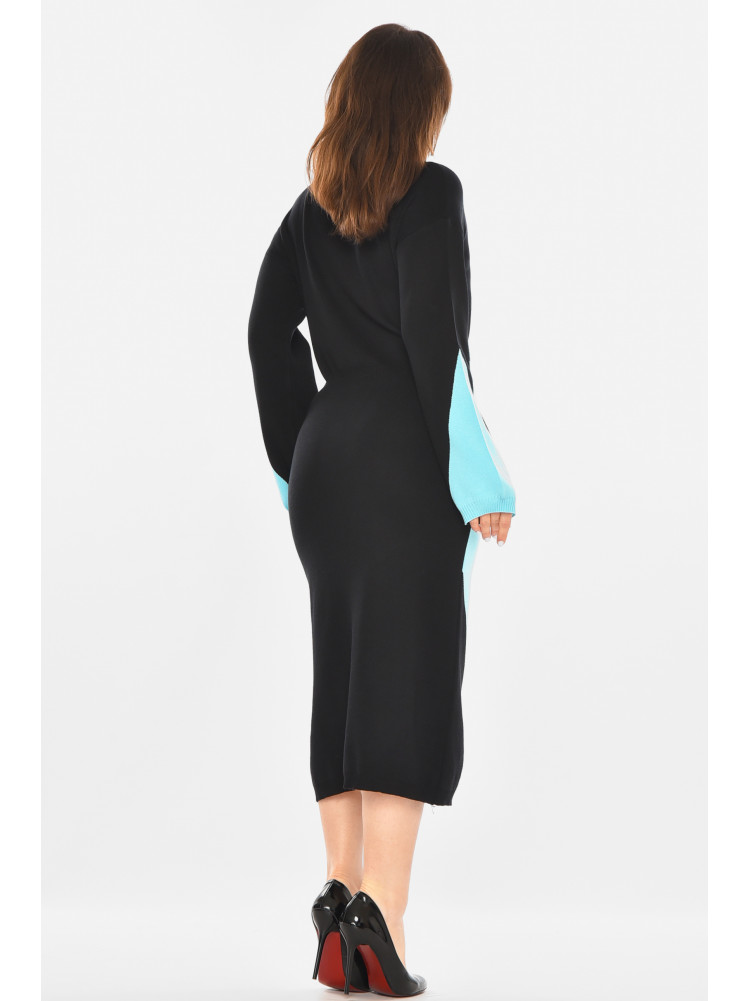 Сукня жіноча трикотажна чорного кольору з принтом 213828C