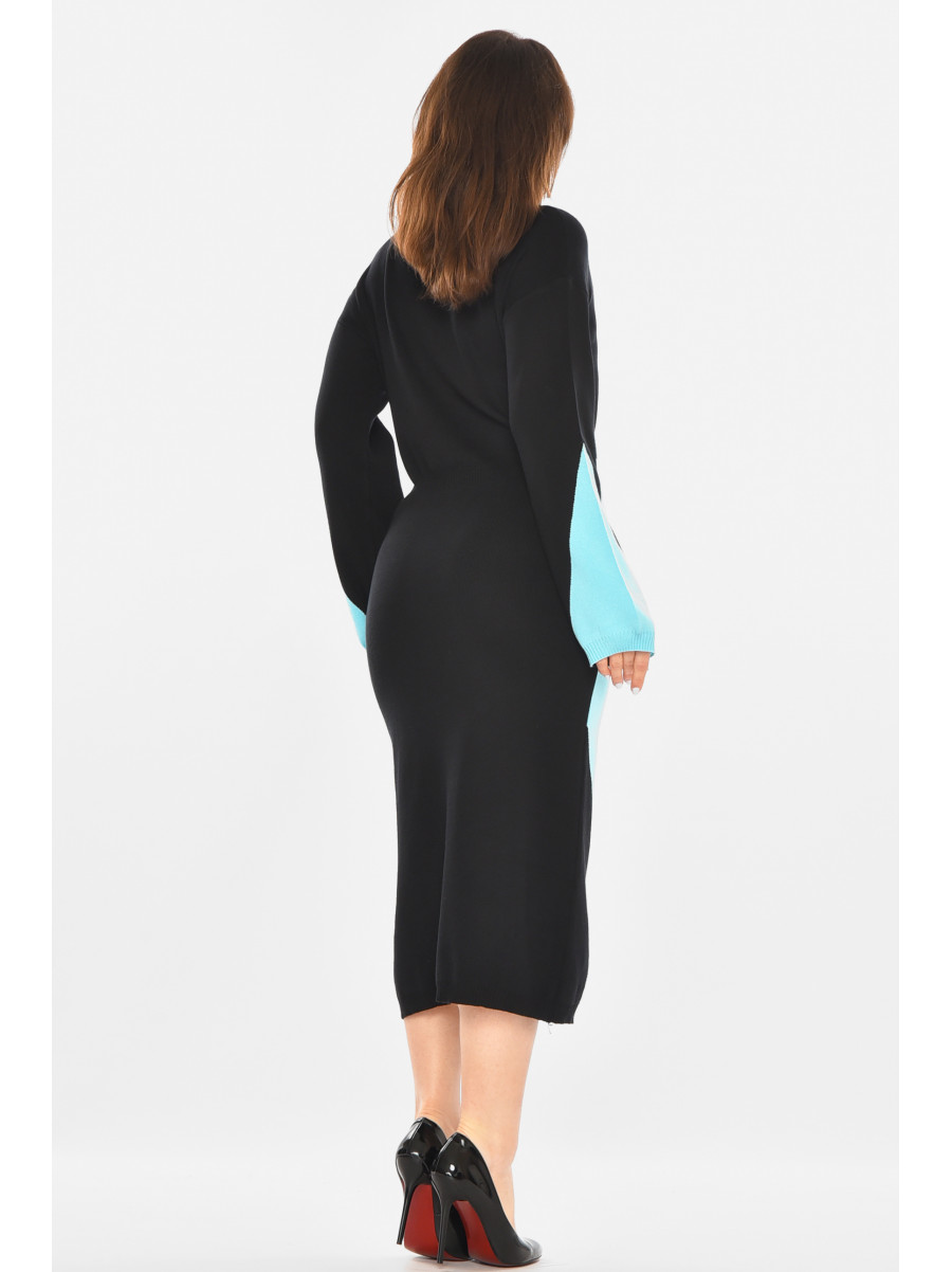 Сукня жіноча трикотажна чорного кольору з принтом 213828C