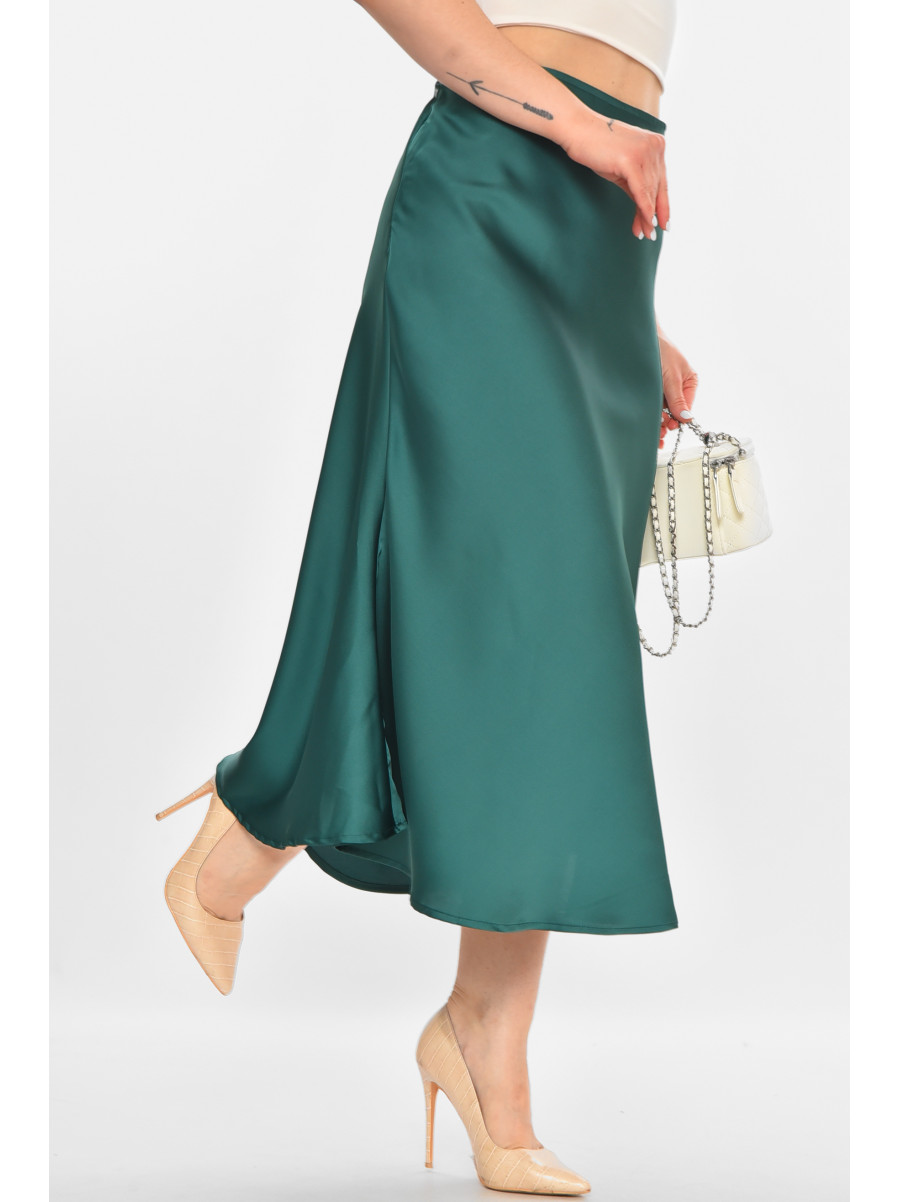 Юбка женская атласная зеленого цвета 213849C