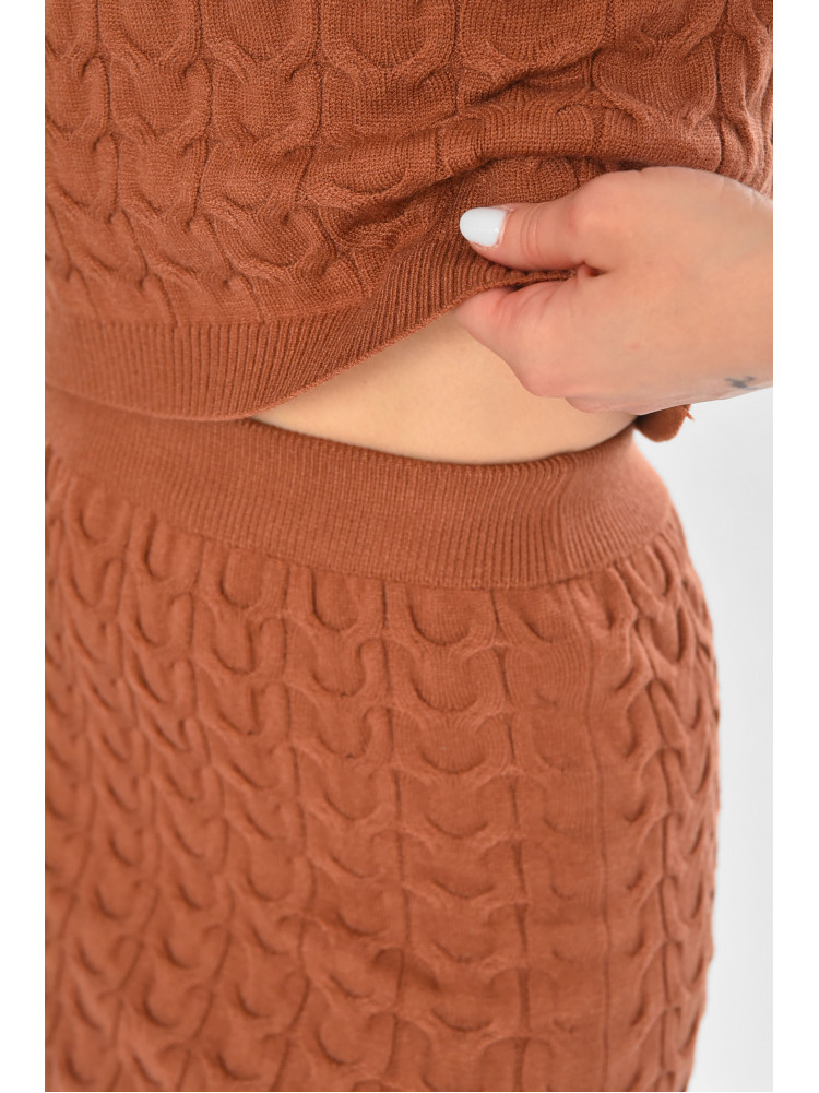 Костюм женский однотонный коричневого цвета 213853C