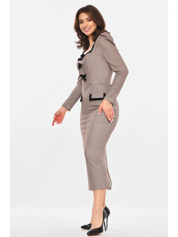 Платье женское коричневого цвета с принтом 213856C