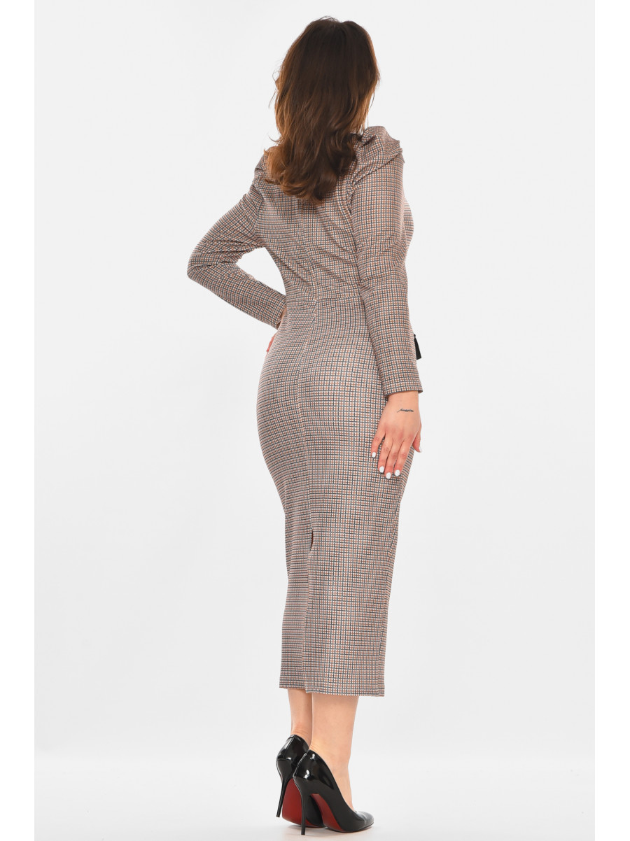 Платье женское коричневого цвета с принтом 213856C