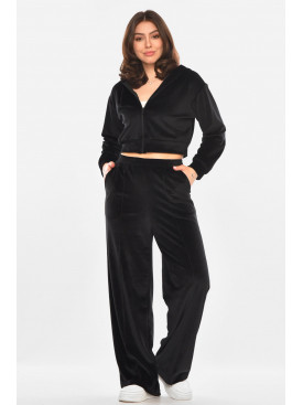 Костюм женский однотонный велюровый черного цвета 213858C