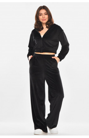 Костюм женский однотонный велюровый черного цвета 213858C
