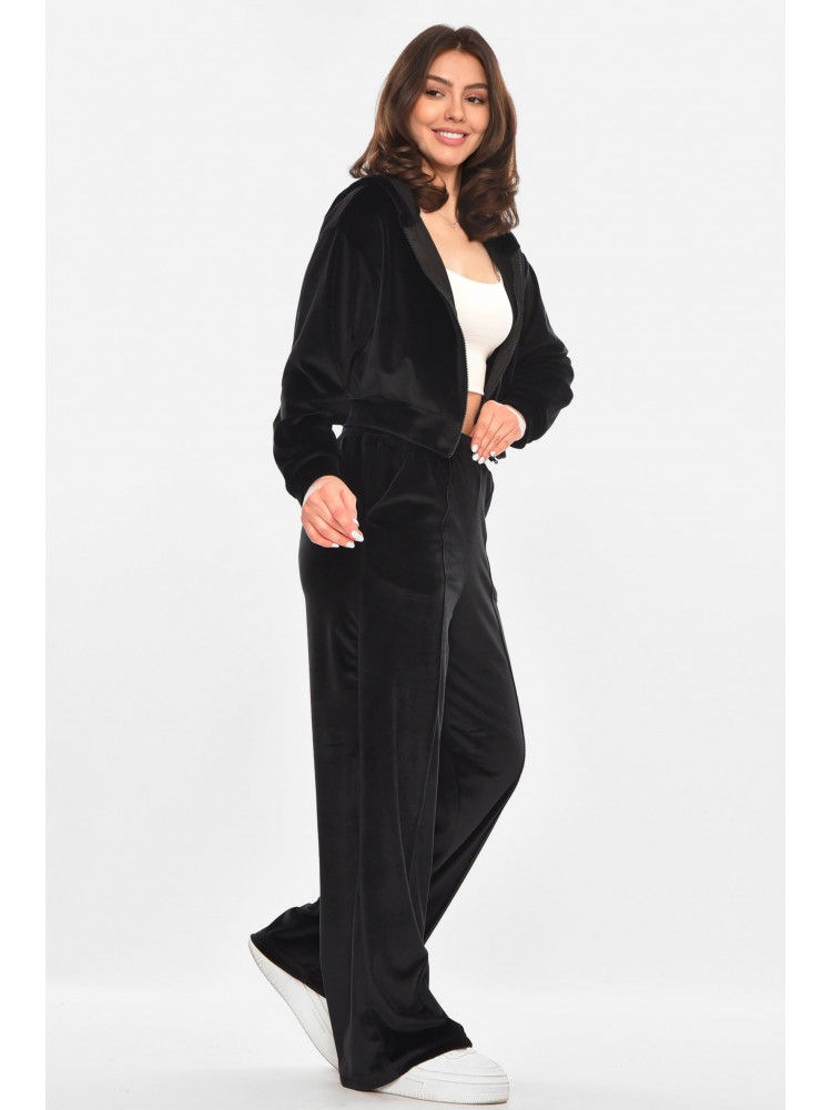 Костюм женский однотонный велюровый черного цвета 213858C