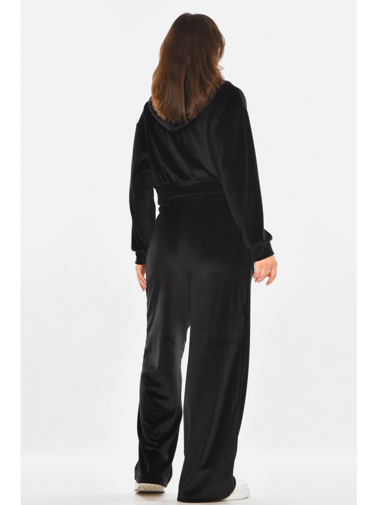 Костюм женский однотонный велюровый черного цвета 213858C