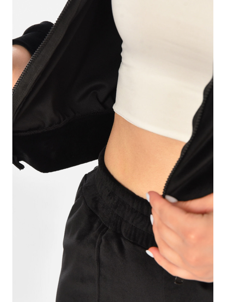 Костюм женский однотонный велюровый черного цвета 213858C