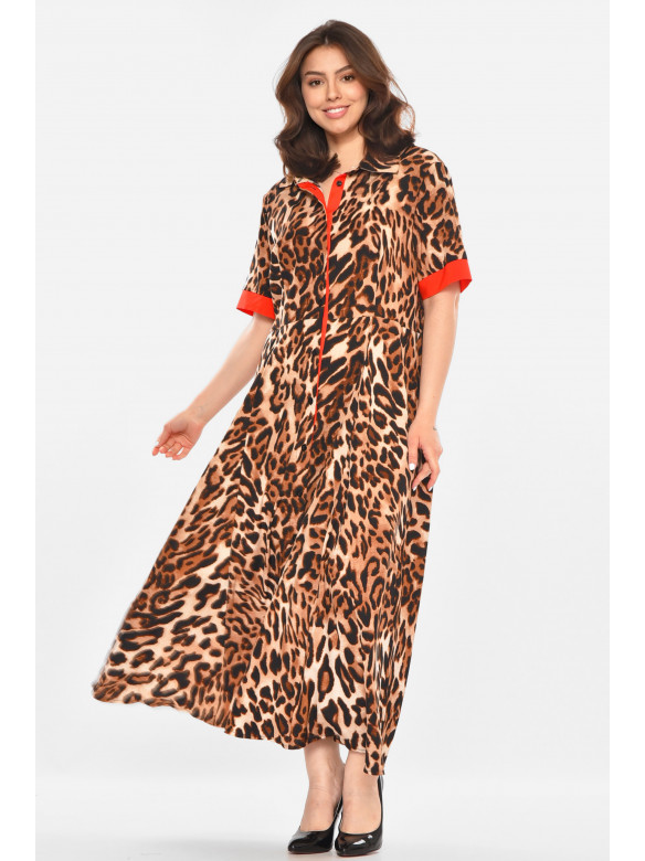 Сукня жіноча коричневого кольору з принтом 213864C