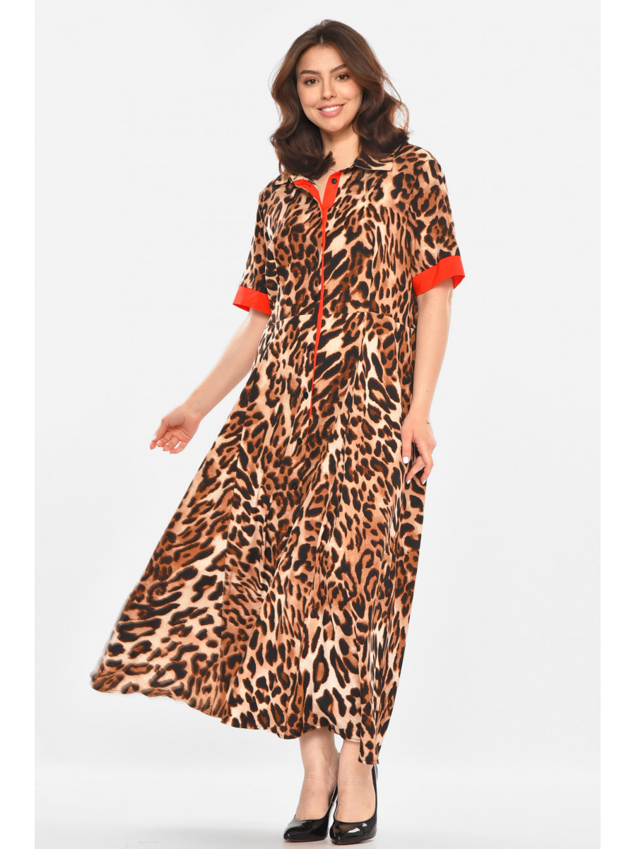 Сукня жіноча коричневого кольору з принтом 213864C