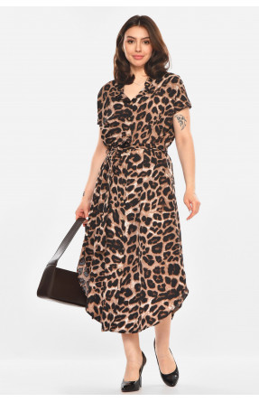 Сукня жіноча напівбатальна коричневого кольору з принтом 213866C