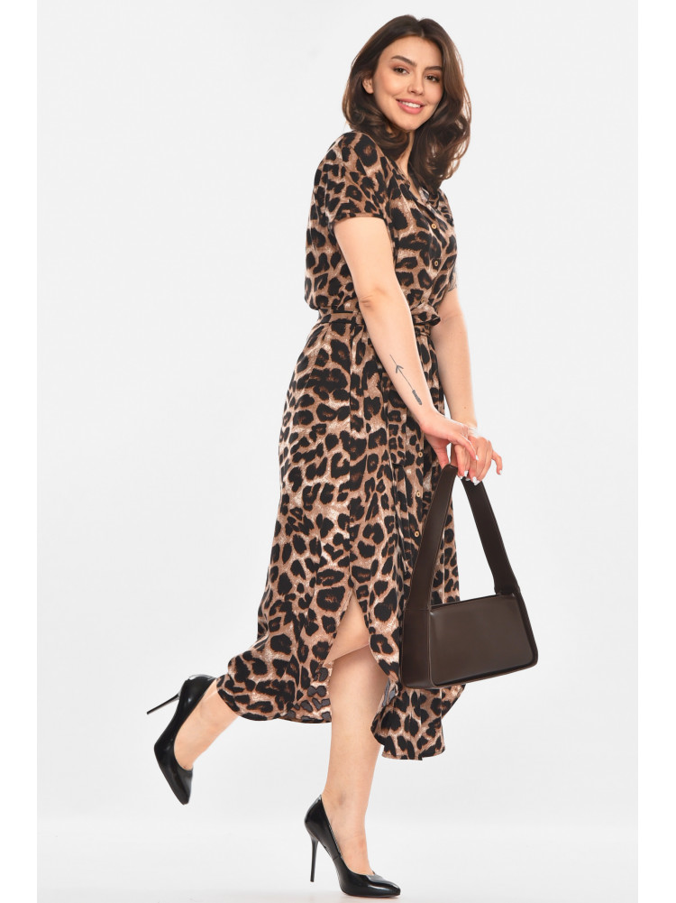 Сукня жіноча напівбатальна коричневого кольору з принтом 213866C
