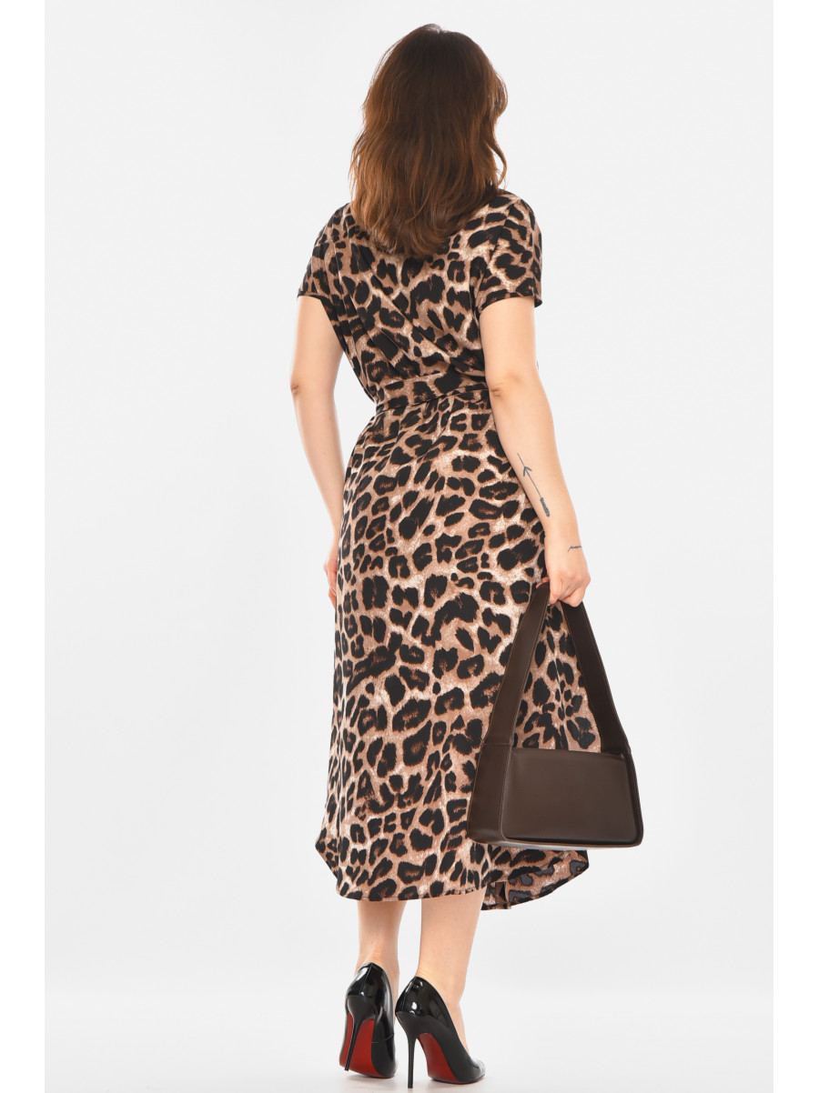 Сукня жіноча напівбатальна коричневого кольору з принтом 213866C