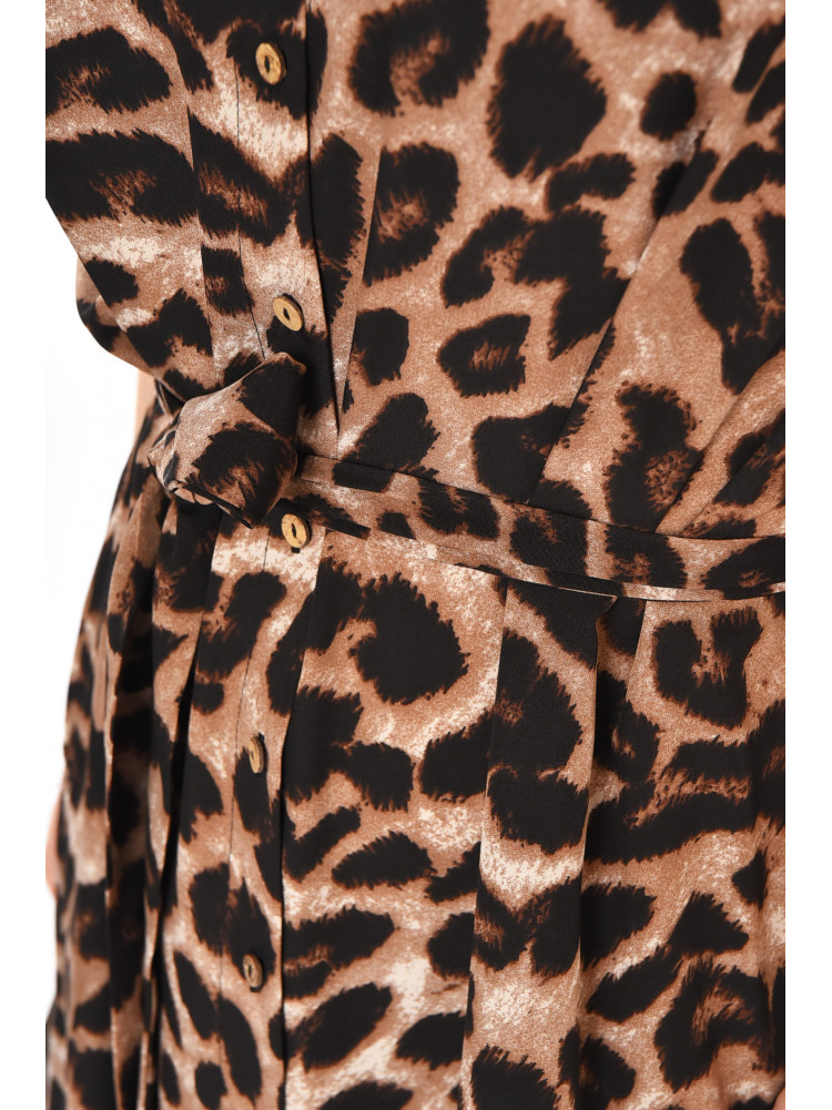 Сукня жіноча напівбатальна коричневого кольору з принтом 213866C