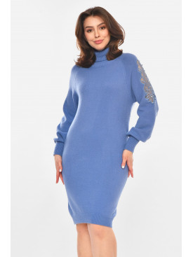 Платье женское однотонное синего цвета 213871C