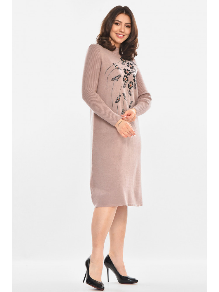 Сукня жіноча бежевого кольору з принтом 213877C