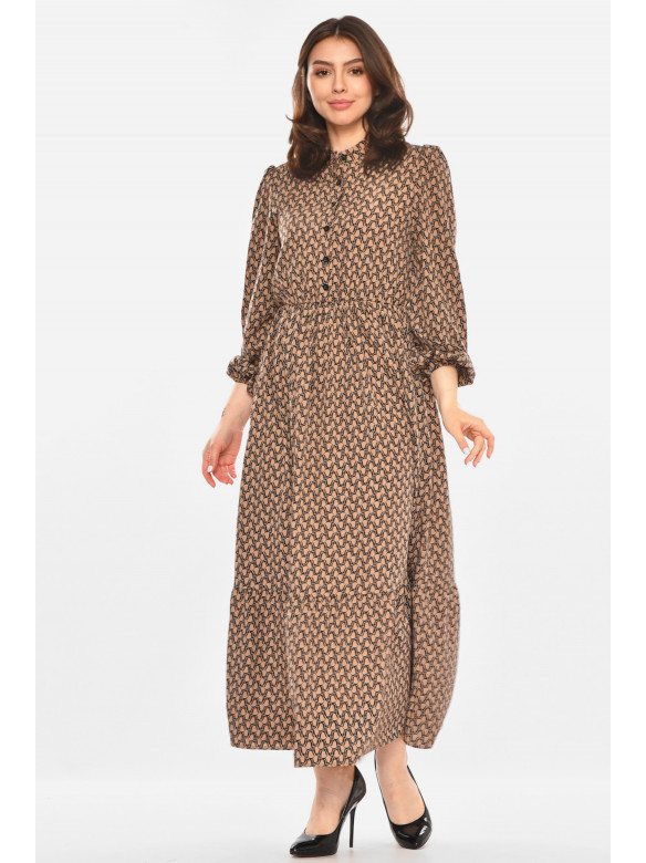 Сукня жіноча бежевого кольору з принтом 213893C