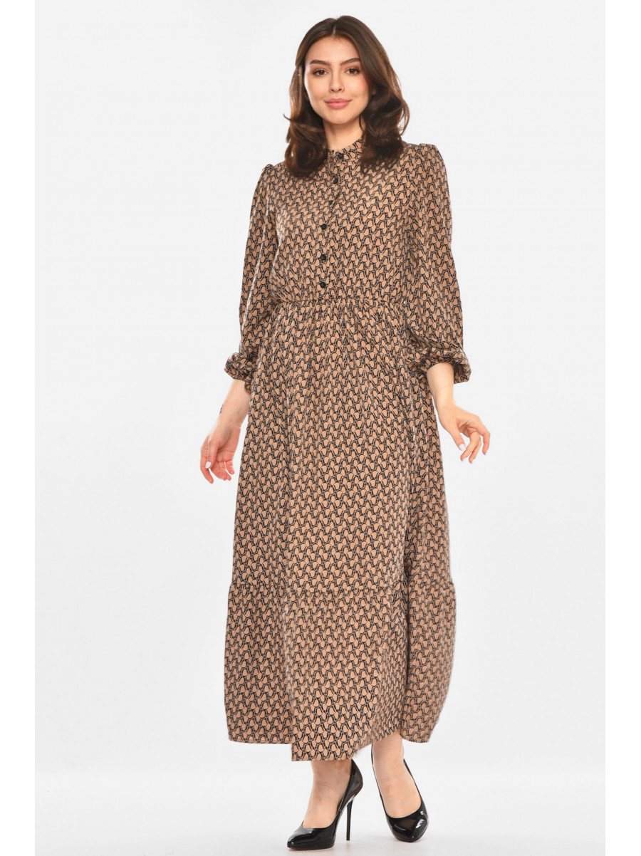 Сукня жіноча бежевого кольору з принтом 213893C