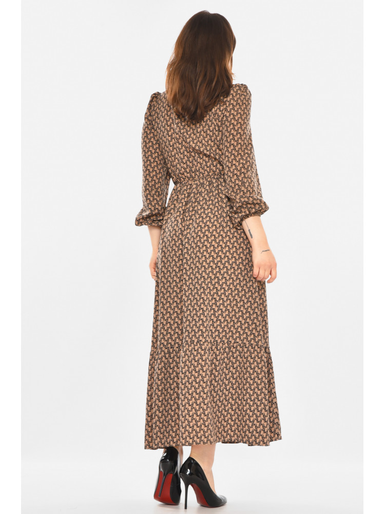 Сукня жіноча бежевого кольору з принтом 213893C