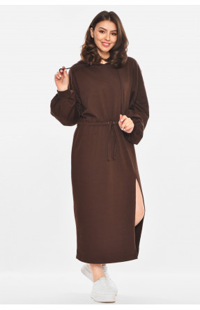 Сукня жіноча однотонна темно-коричневого кольору 213895C