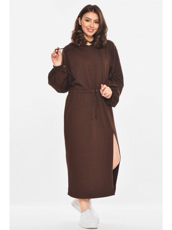 Сукня жіноча однотонна темно-коричневого кольору 213895C