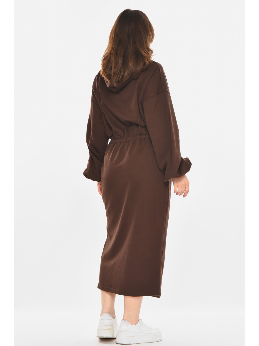 Сукня жіноча однотонна темно-коричневого кольору 213895C