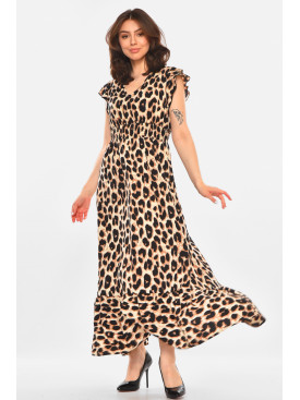 Платье женское бежевого цвета с принтом 213907C