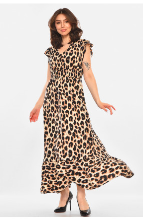 Платье женское бежевого цвета с принтом 213907C