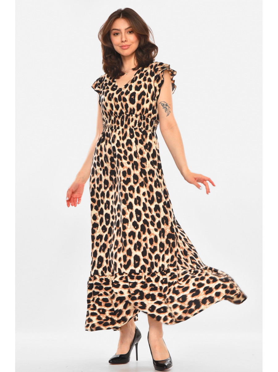 Платье женское бежевого цвета с принтом 213907C