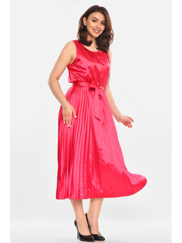 Платье женское однотонное малинового цвета 213909C