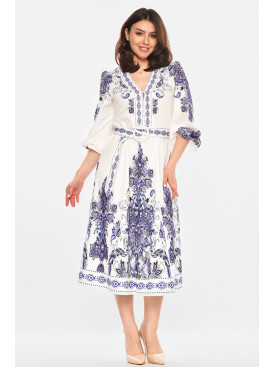 Сукня жіноча білого кольору з принтом 213914C