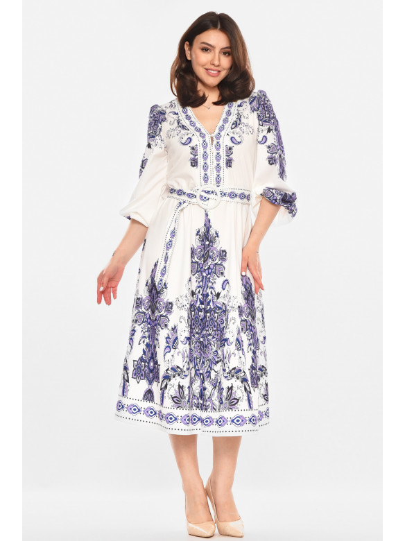 Платье женское белого цвета с принтом 213914C