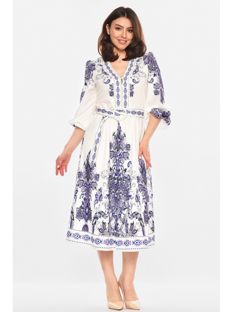 Платье женское белого цвета с принтом 213914C
