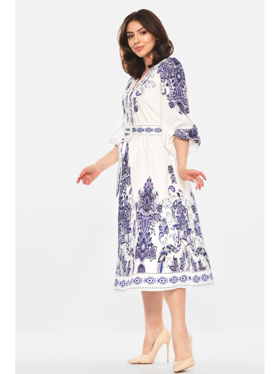 Платье женское белого цвета с принтом 213914C